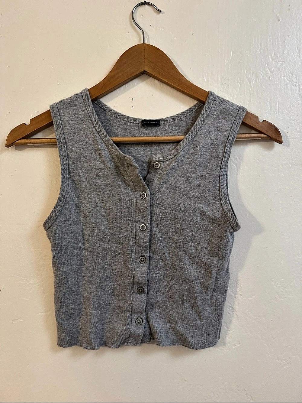 Brandy Melville Simone Tank Gray Button Front Tank Top